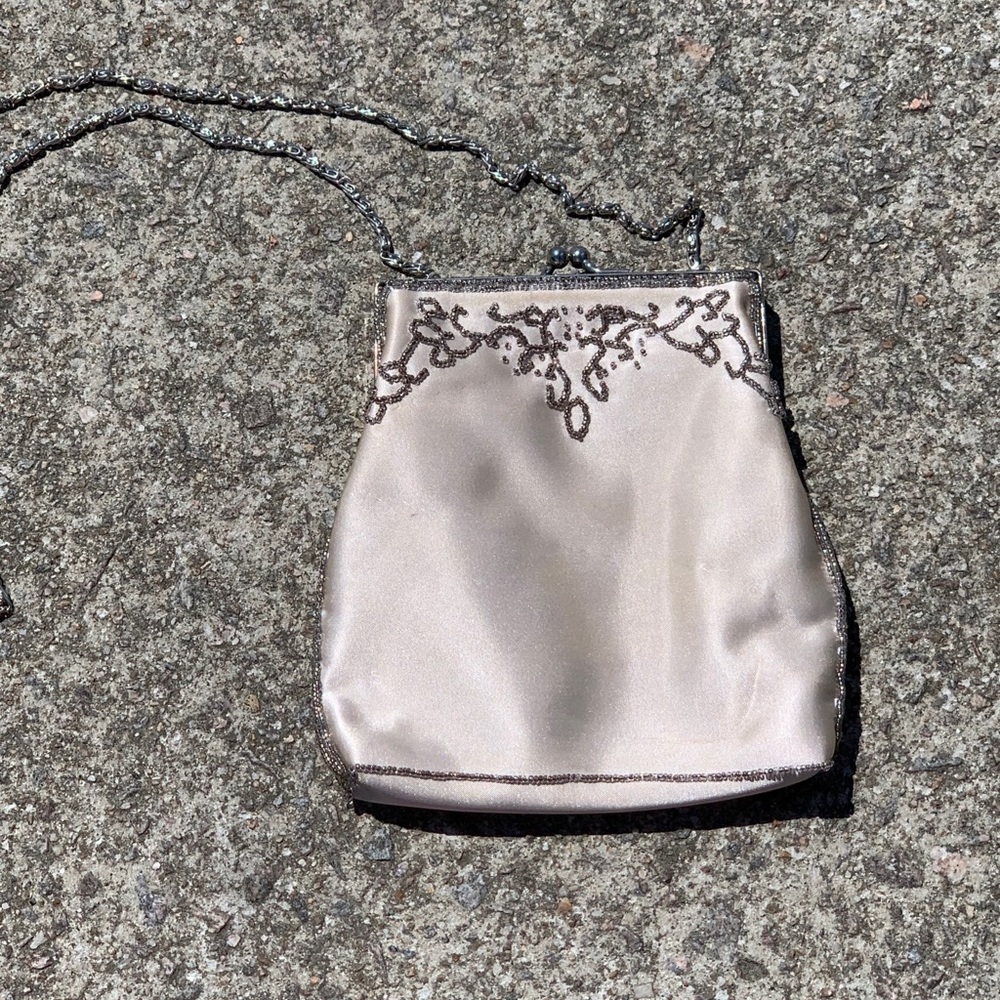 Vintage Ivory Satin Evening Bag